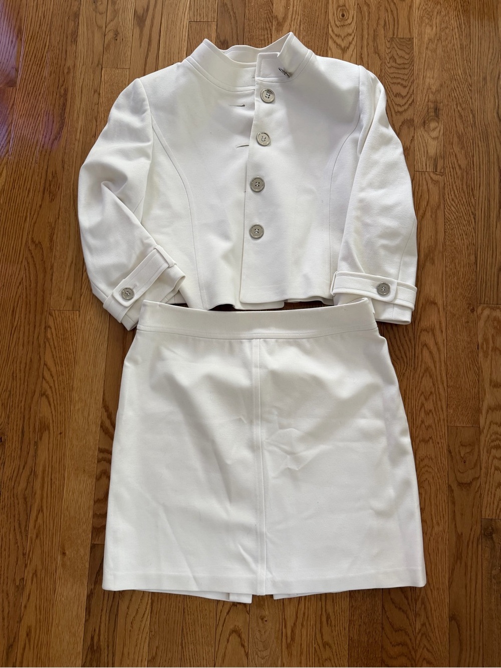Tahari White Cropped Jacket & A-Line Skirt Set